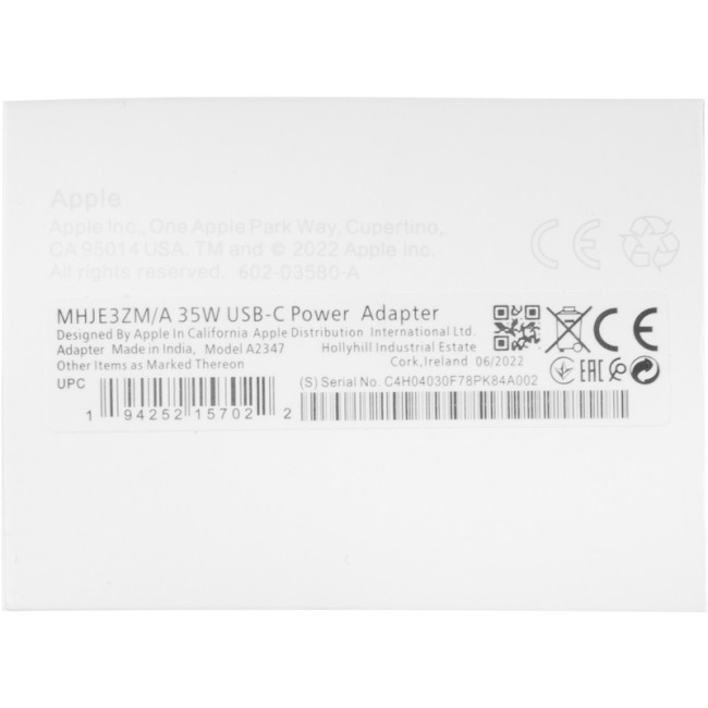Мережевий зарядний пристрій Original Quality Type-C Dual 35W (коробка) White