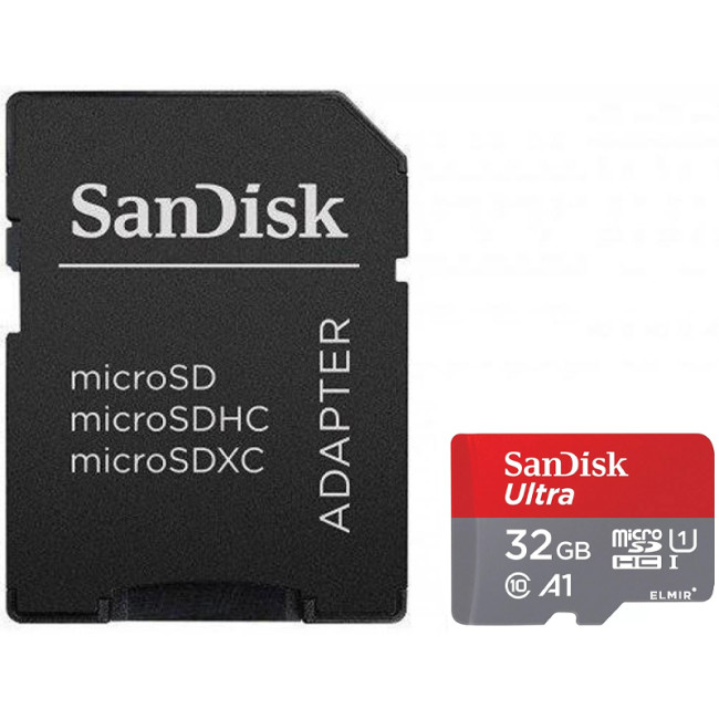 Карта пам'яті microSDHC 32Gb SanDisk Ultra (100Mb/s) (Class 10) (UHS-1) + адаптер SD