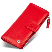 Червоний купюрник з натуральної шкіри на хлястике з кнопкою ST Leather ST1432