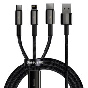 Кабель USB Baseus Tungsten Gold One-for-three USB to M+L+C 3.5A (CAMLTWJ-01) 1.5m Black