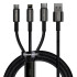 Кабель USB Baseus Tungsten Gold One-for-three USB to M+L+C 3.5A (CAMLTWJ-01) 1.5m Black