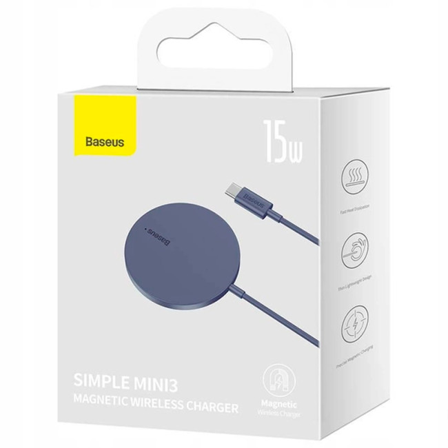 Бездротовий зарядний пристрій Baseus Simple Mini 3 Magnetic 15W (CCJJ040205) Dusty Purple