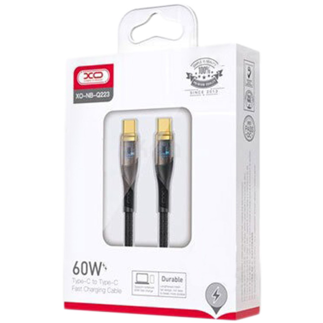 Кабель USB XO NB-Q223B Type-C to Type-C 60W Black