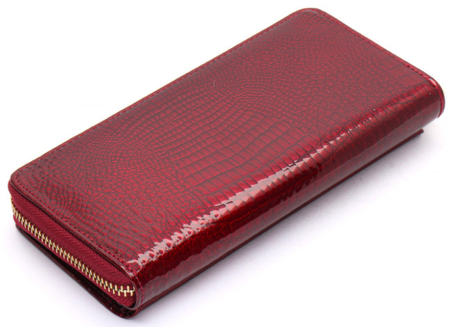 Гаманець бордовий лаковий з натуральної шкіри із блоком для карток ST Leather S7001A