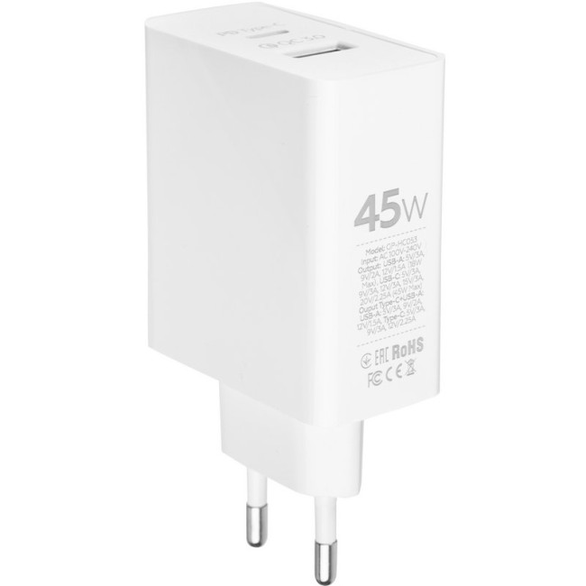 Мережевий зарядний пристрій Gelius X-Duo PRO 45W GP-HC053 + кабель Type-C/Type-C White