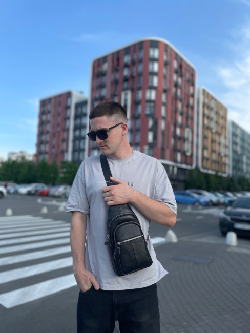 Шкіряний чоловічий слінг на плече TIDING BAG — MK65209