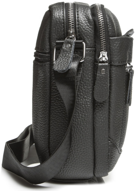 Сумка чорна чоловіча  месенджер шкіряна через плече Tiding Bag A25-4289A