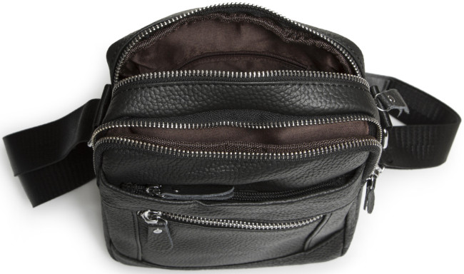 Сумка чорна чоловіча  месенджер шкіряна через плече Tiding Bag A25-4289A