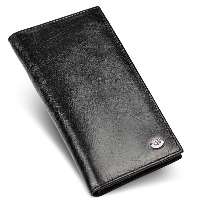 Чорний чоловічий купюрник на магнітах з натуральної шкіри ST Leather ST152