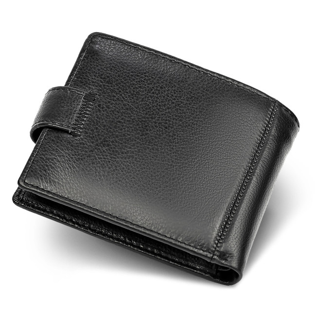 Шкіряне чоловіче портмоне на кнопці ST Leather ST-104-1 чорний