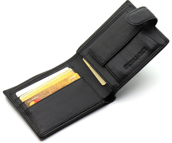 Шкіряне чоловіче портмоне на кнопці ST Leather ST-104-1 чорний