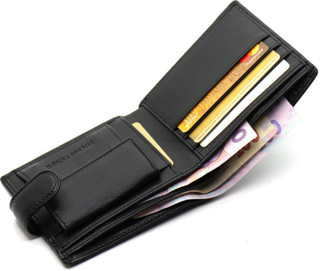 Шкіряне чоловіче портмоне на кнопці ST Leather ST-104-1 чорний
