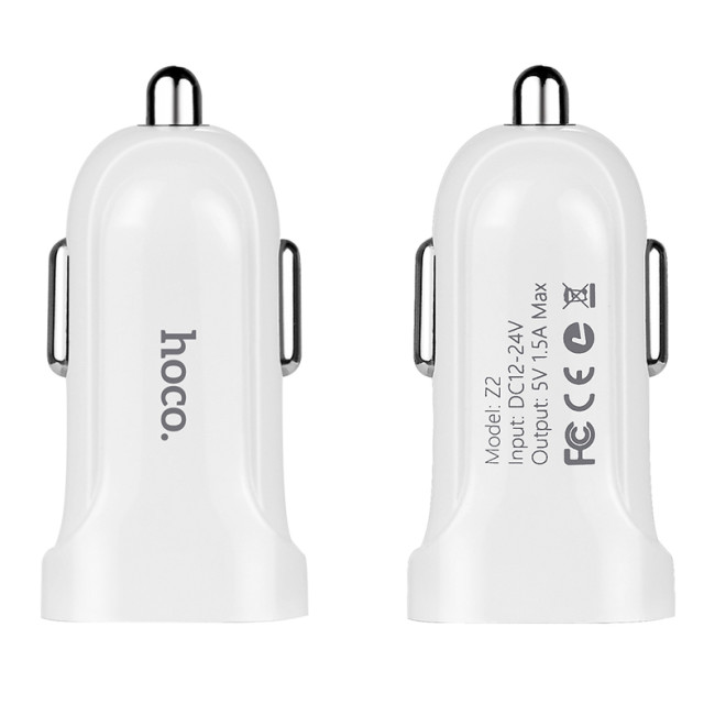 Автомобільний зарядний пристрій Hoco Z2 1USB + кабель iPhone 6 (1.5A) White