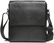 Шкіряна чоловіча чорна сумка через плече м'яка Tiding Bag 9335A
