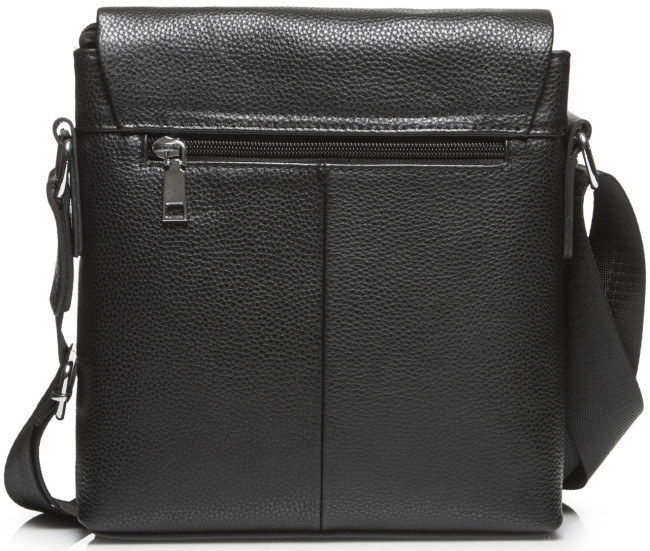 Шкіряна чоловіча чорна сумка через плече м'яка Tiding Bag 9335A