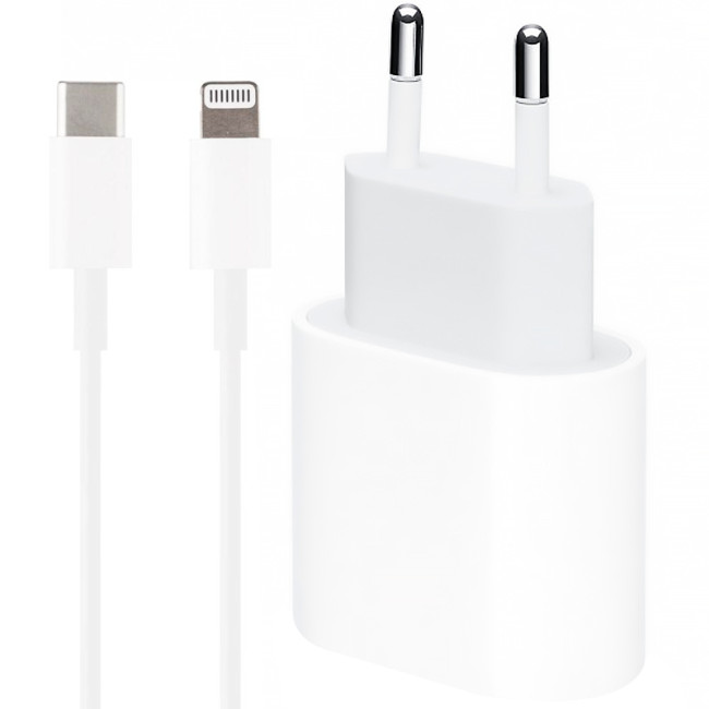 Мережевий зарядний пристрій Original Quality Iphone 11Pro Max 18W + кабель Type-C to Lightning (MU7V2ZM/A) (коробка) White