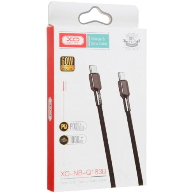 Кабель USB XO NB183B Type-C/Type-C 60W 1m Black
