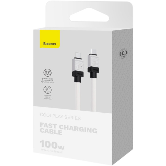 Кабель USB Baseus CoolPlay Series Type-C to Type-C (CAKW000202) 100W 1m White