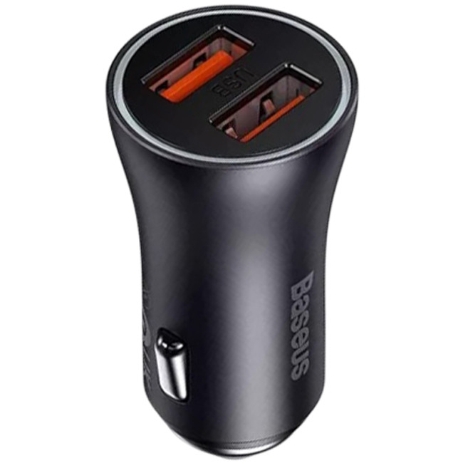 Автомобільний зарядний пристрій Baseus Golden Contactor Max Series 60W 2USB (CGJM000013) Dark Grey