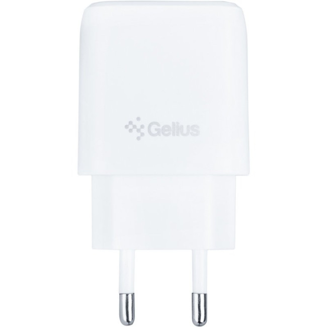 Мережевий зарядний пристрій Gelius X-Duo GP-HC014 QC3.0/PD20W USB+Type-C White + кабель Lightning Gelius Full Silicon (18W) Black/White