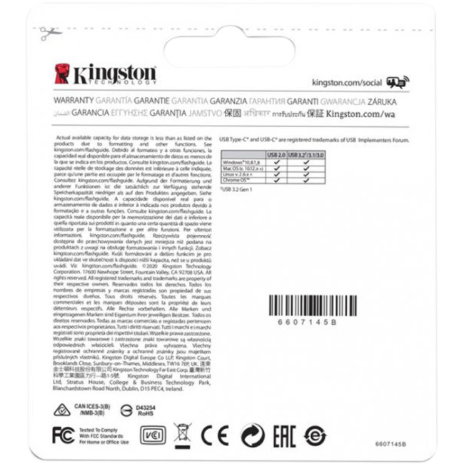 USB флеш накопичувач Kingston DTMicroDuo 3C (Type-A/Type-C) (200Mb/s) 256Gb USB 3.2