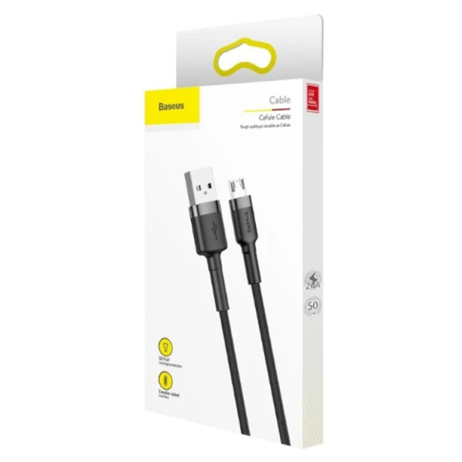 Кабель USB Baseus Cafule MicroUSB (CAMKLF-BG1) Black 1m
