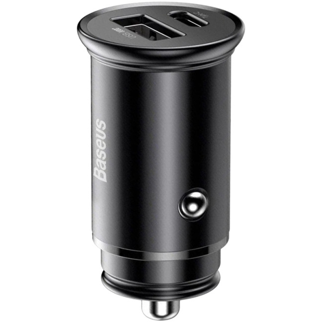 Автомобільний зарядний пристрій Baseus Circular Metal (CCYS-C01) PPS 1USB + 1Type-C 30W Black