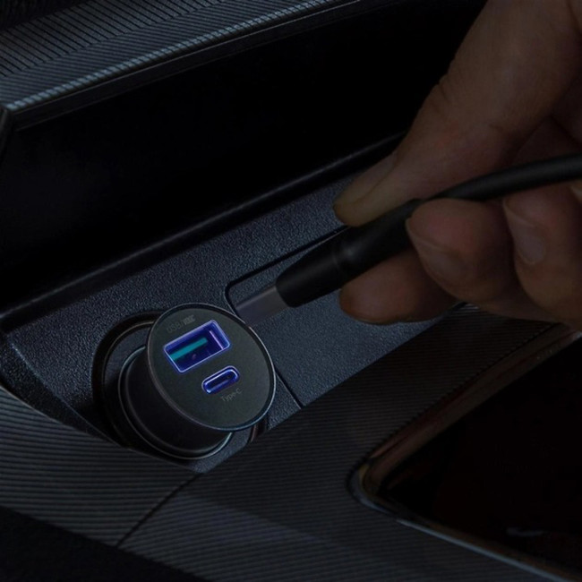 Автомобільний зарядний пристрій Baseus Circular Metal (CCYS-C01) PPS 1USB + 1Type-C 30W Black