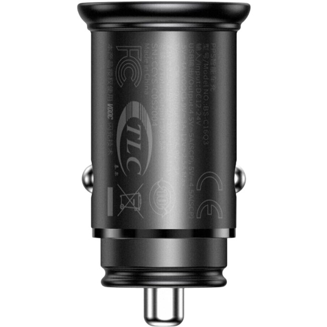 Автомобільний зарядний пристрій Baseus Circular Metal (CCYS-C01) PPS 1USB + 1Type-C 30W Black