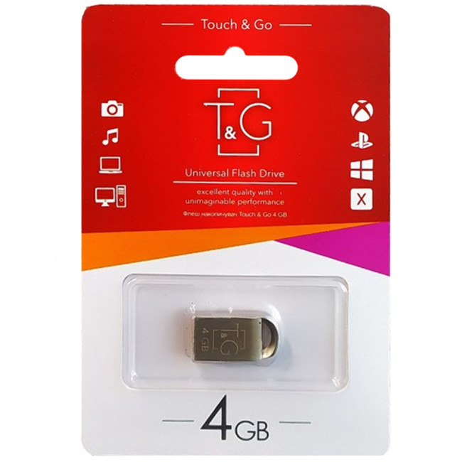 USB флеш накопичувач T&G Short 107 4Gb Metal Silver