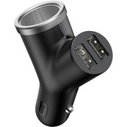 Автомобільний зарядний пристрій Baseus Y type (CCALL-YX01) (+прикурювач) 2USB (3.4A) Black