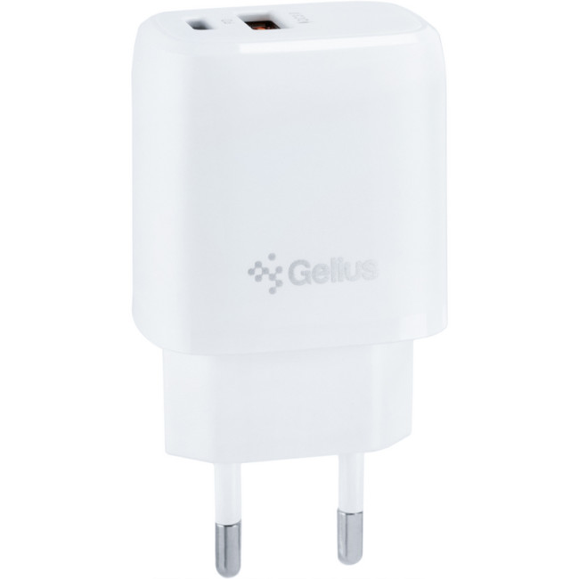 Мережевий зарядний пристрій Gelius X-Duo GP-HC014 USB+Type-C QC3.0/PD20W + кабель MicroUSB Gelius Full Silicon (18W) White