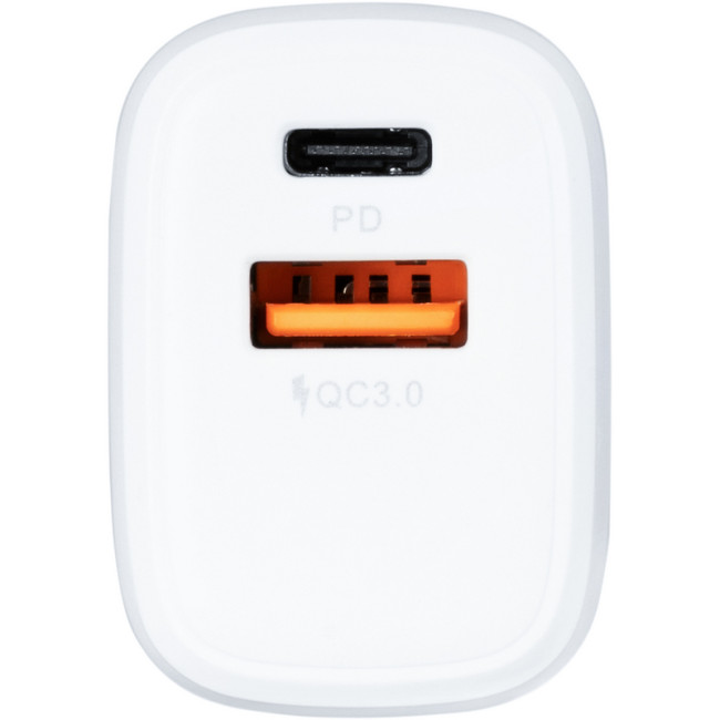 Мережевий зарядний пристрій Gelius X-Duo GP-HC014 USB+Type-C QC3.0/PD20W + кабель MicroUSB Gelius Full Silicon (18W) White