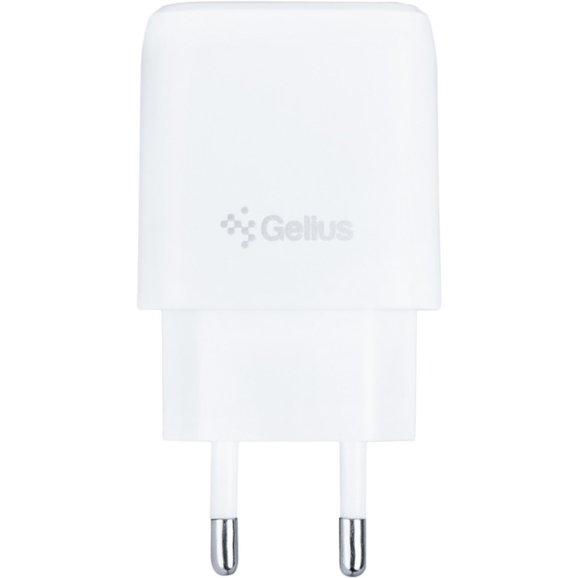 Мережевий зарядний пристрій Gelius X-Duo GP-HC014 USB+Type-C QC3.0/PD20W + кабель MicroUSB Gelius Full Silicon (18W) White