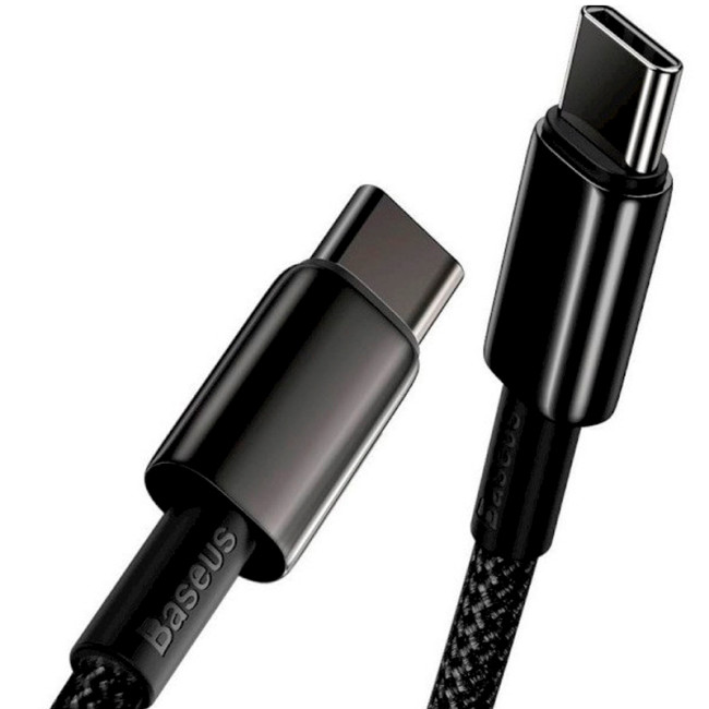 Кабель Baseus Tungsten Gold Type-C to Type-C 100W (CATWJ-01) Black 1m
