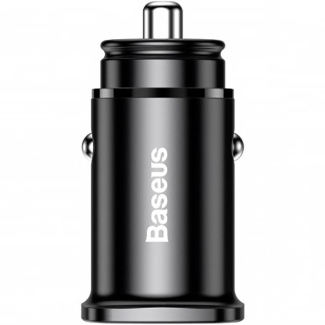 Car charger 1USB + Type-C Baseus Square Metal QC (5A) (PPS-30W-MAX) (CCALL-AS01) Black