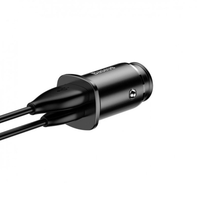 Car charger 1USB + Type-C Baseus Square Metal QC (5A) (PPS-30W-MAX) (CCALL-AS01) Black