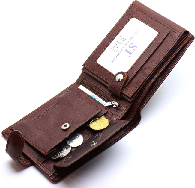 Чоловічий портмоне з натуральної шкіри ST Leather B141 Коричневий