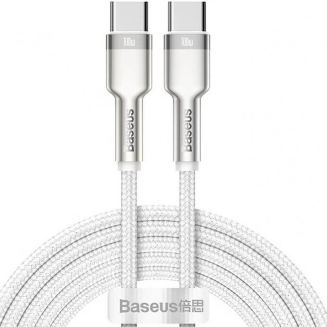 Кабель USB Baseus Cafule Metal Type-C to Type-C 100W (CATJK-C02) 1m White