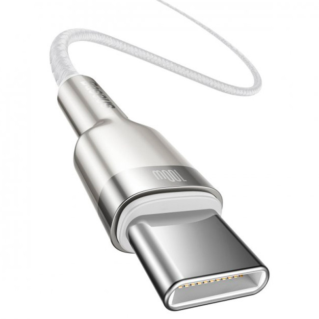 Кабель USB Baseus Cafule Metal Type-C to Type-C 100W (CATJK-C02) 1m White