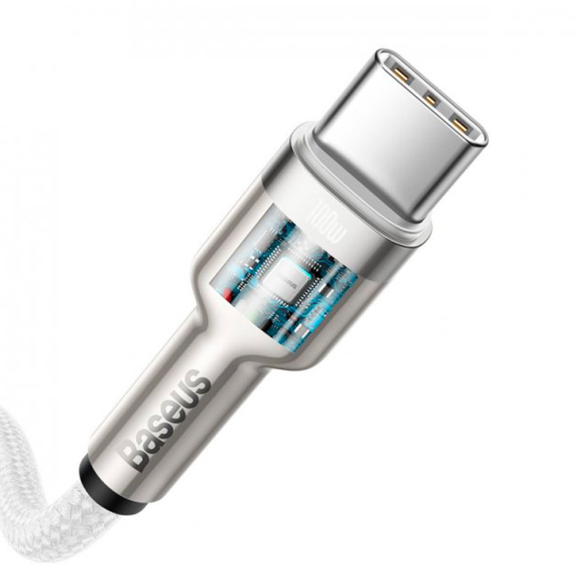 Кабель USB Baseus Cafule Metal Type-C to Type-C 100W (CATJK-C02) 1m White