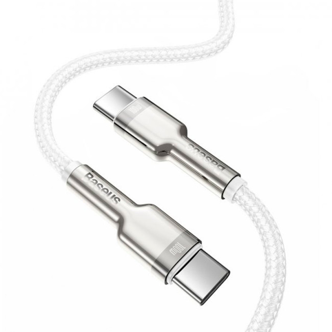 Кабель USB Baseus Cafule Metal Type-C to Type-C 100W (CATJK-C02) 1m White