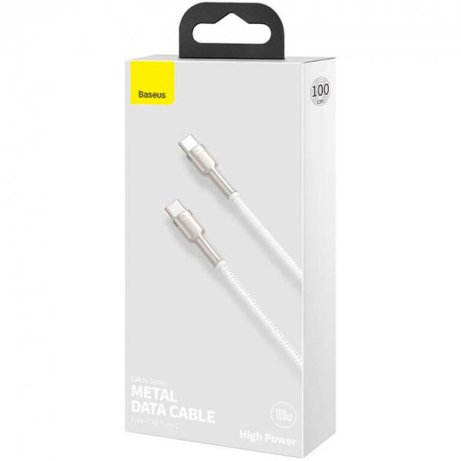 Кабель USB Baseus Cafule Metal Type-C to Type-C 100W (CATJK-C02) 1m White
