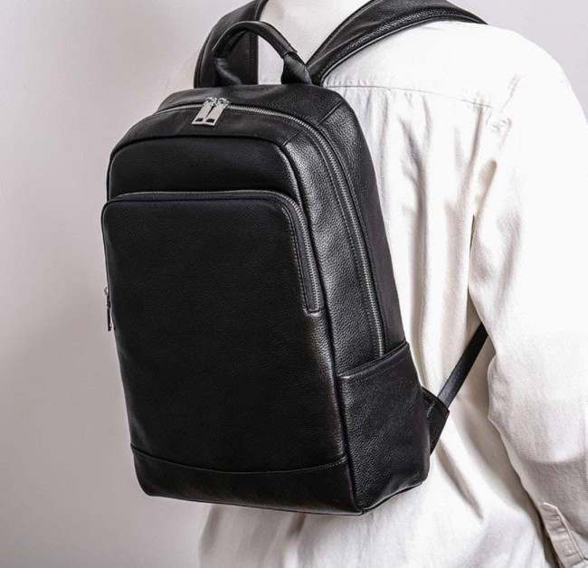 Рюкзак чоловічий шкіряний. Чорний рюкзак з натуральної шкіри Tiding Bag B2-7371Aчорний
