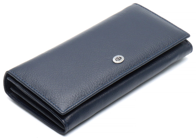 Синій класичний гаманець з натуральної шкіри ST Leather ST014