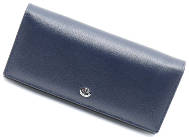 Синій класичний гаманець з натуральної шкіри ST Leather ST014