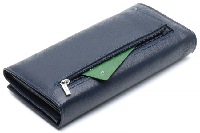 Синій класичний гаманець з натуральної шкіри ST Leather ST014