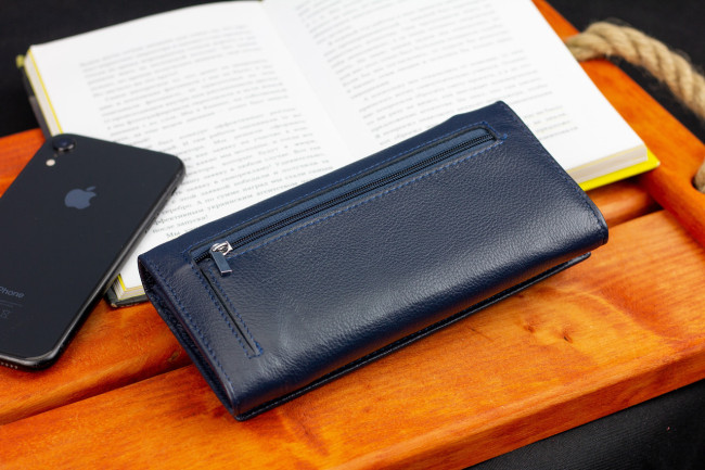 Синій класичний гаманець з натуральної шкіри ST Leather ST014
