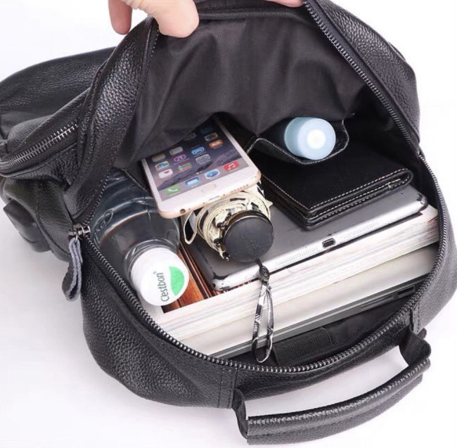 Міський рюкзак шкіряний Tiding Bag B2-03555A чорний