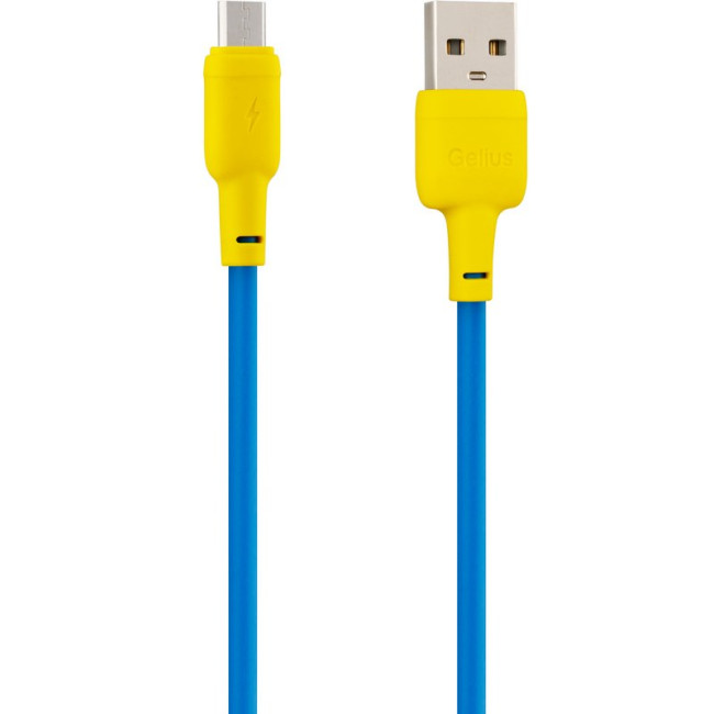 Кабель USB Gelius Full Silicon GP-UCN001M MicroUSB (1.2m) (18W) Yellow/Blue